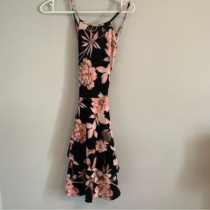 Black with pink floral dress
